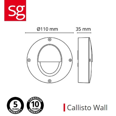 Dimensions luminaire mural extérieur LED SG Callisto Dimensions luminaire mural extérieur LED SG Callisto