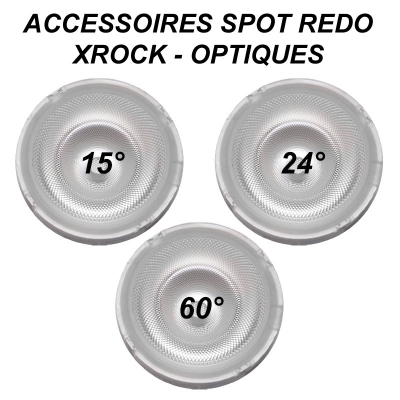Optiques 15°, 24°, 60° pour spot REDO XROCK