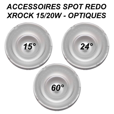 Optiques 15°, 24°, 60° pour spot REDO XROCK 15W 16W 20W 22W