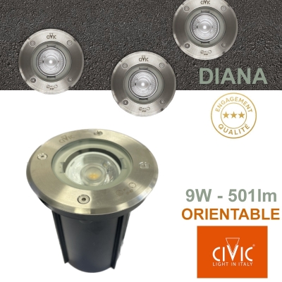 Spot de sol LED encastré CIVIC DIANA 9W lumière orientable Spot de sol LED encastré CIVIC DIANA 9W lumière orientable