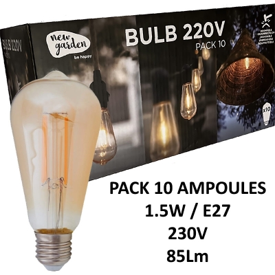Kit 10 ampoules LED Edison ST64 E27 – Éclairage décoratif vintage