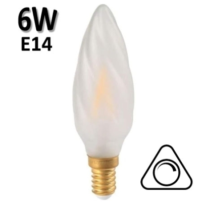 Ampoule flamme torsadée dépolie E14 230V
