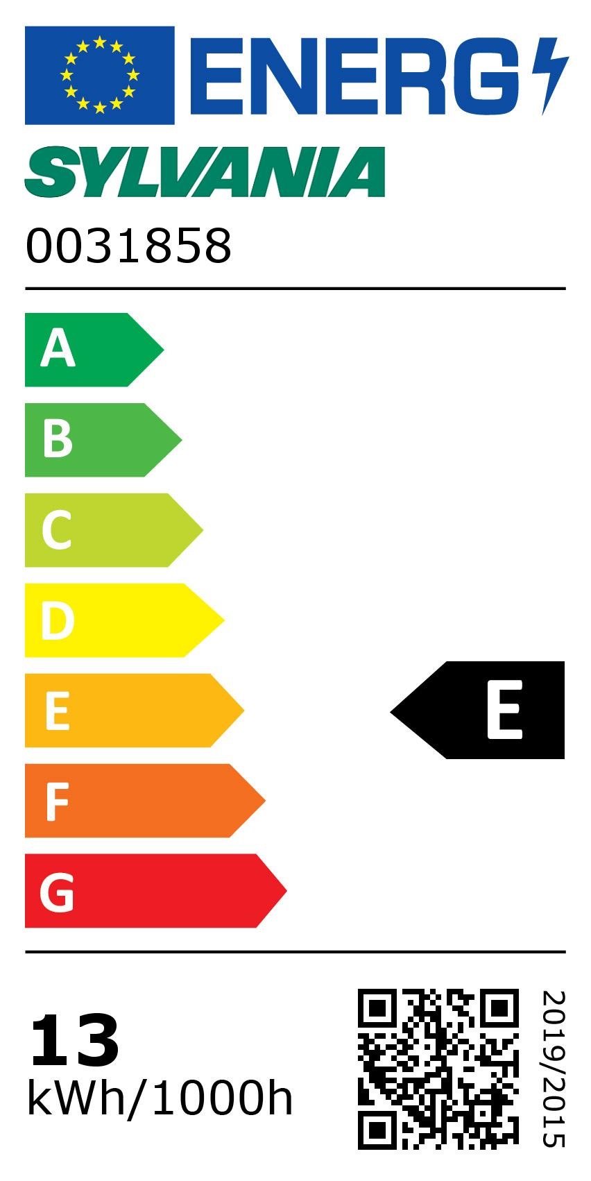 Classe énergétique ampoule SYLVANIA 0031858