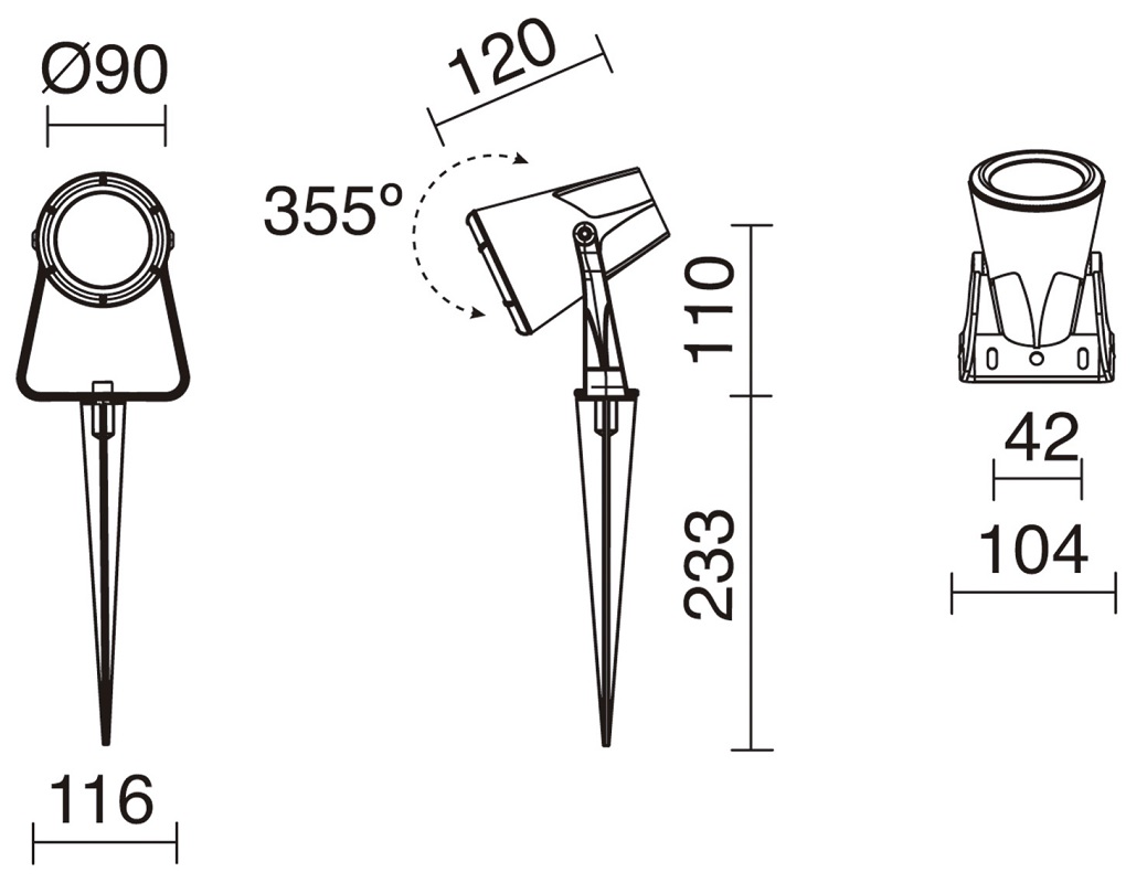 Dimensions spot piquet DOPO NOVALUX GERONIMO