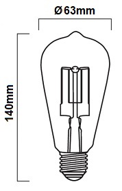 Dimensions ampoules NEWGARDEN EDISON Ambréee