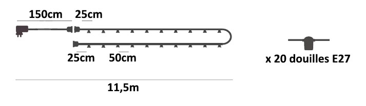 Dimensions guirlande NEWGARDEN ALLEGRA 220V