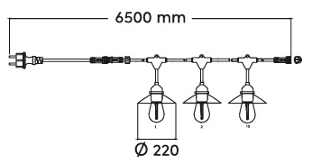 Dimensions guirlande TRIO CHAIN