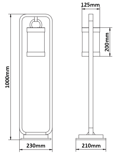 Dimensions borne TRIO Sambesi 1m