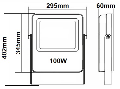 Dimensions projecteur 100W RGW CW WW