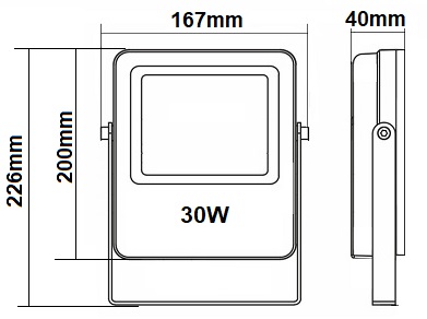 Dimensions projecteur 30W RGW CW WW