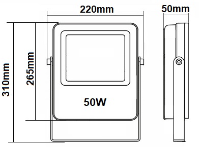 Dimensions projecteur 50W RGW CW WW