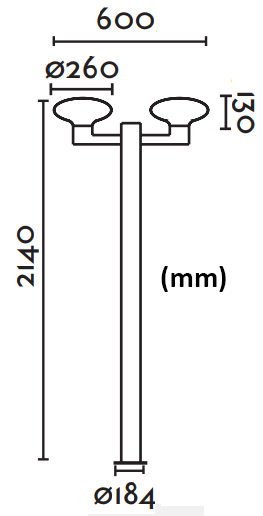 Dimensions lampadaire FARO BLUB'S 2 crosses