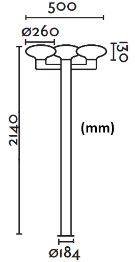 Dimensions lampadaire FARO BLUB'S 3 crosses