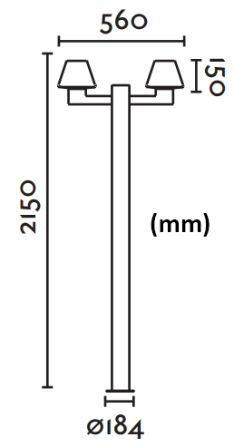 Dimensions lampadaire FARO MISTU 2 crosses