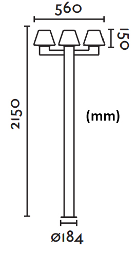 Dimensions lampadaire FARO MISTU 3 crosses