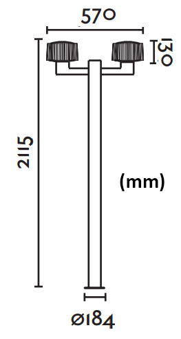 Dimensions lampadaire FARO MUFFIN 2 crosses