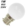 LED sphérique blanche (6500K) 1W B22 230V
