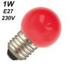Ampoule LED sphérique rouge 1W E27 230V