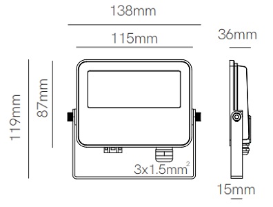 Dimensions Projecteur BENEITO SKY 10W