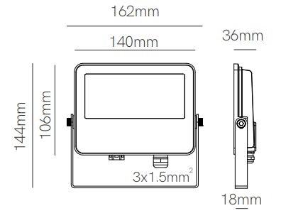 Dimensions Projecteur BENEITO SKY 30W