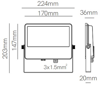 Dimensions Projecteur BENEITO SKY 40W