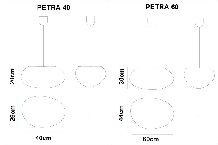 Dimensions suspension New Garden PETRA HANG