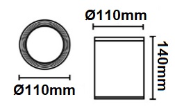 Dimensions plafonnier cylindrique FARO Tasa