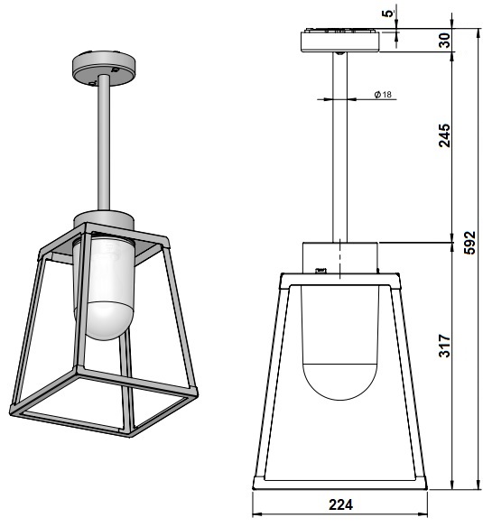 Dimensions suspension ROGER PRADIER Lampiok 1