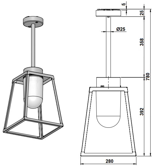 Dimensions suspension ROGER PRADIER Lampiok 2