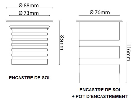 Dimensions SG encastré de sol NEMO