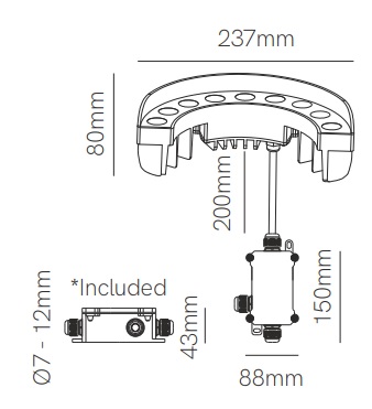 Dimensions Projecteur BENEITO Signal 9W