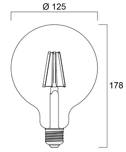 Dimensions ampoule SYLVANIA TOLEDO RT G125