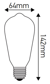 Dimensions ampoule Edison filament LED