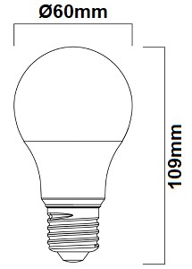 Dimensions ampoule SYLVANIA ToLEDo 9,5W E27 230V