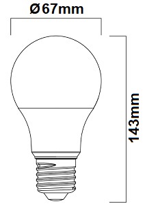 Dimensions ampoule SYLVANIA ToLEDo 17W E27 230V