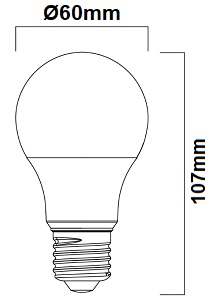 Dimensions ampoule SYLVANIA ToLEDo 8W E27 230V