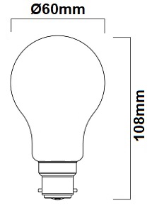 Dimensions ampoules standard satinée B22 filament LED
