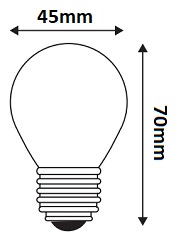 Dimensions ampoule de guirlande sphérique E27