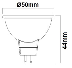 Dimensions ampoule GU10 LED SYLVANIA Ø50mm 