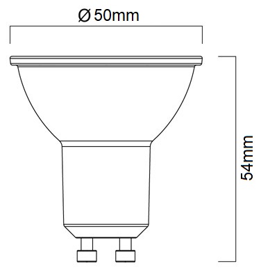 Dimensions ampoule GU10 LED SYLVANIA Ø50mm 